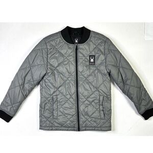 Spyder Quilted Bomber Jacket Men’s Small Gray Full Zip Long Sleeve